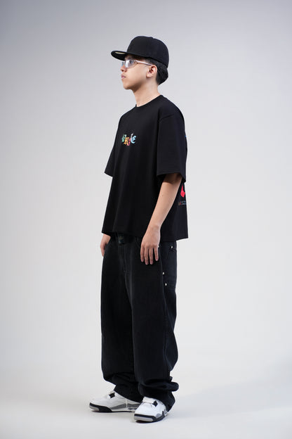 BVK SPECTRUM TEE - BOXY CROPPED FIT - OBSIDIAN BLACK