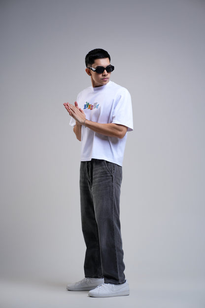 BVK SPECTRUM TEE - BOXY CROPPED FIT - CLOUD WHITE